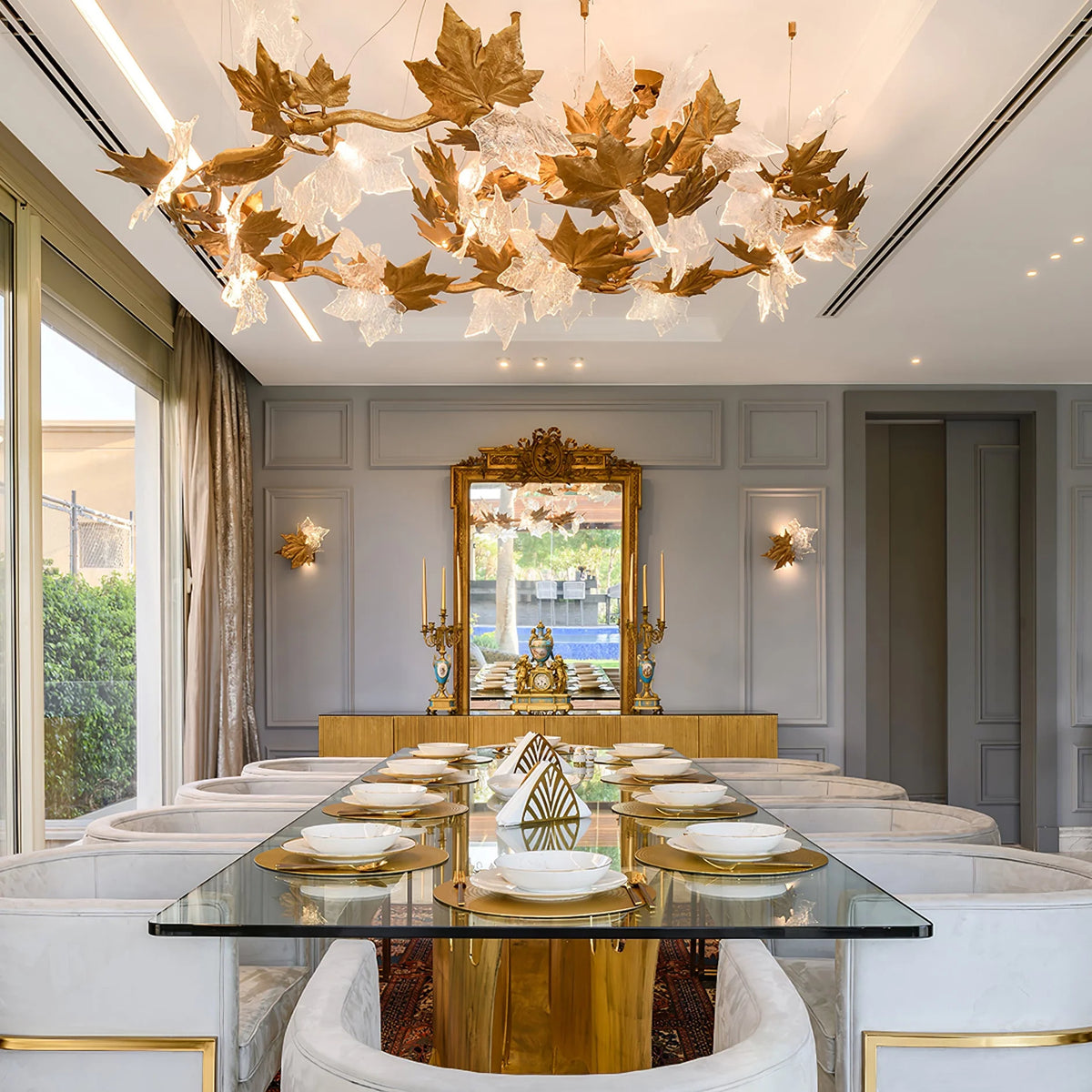 Wall Sconce | Brass & Glass Falling Leaf Design | 31 cm