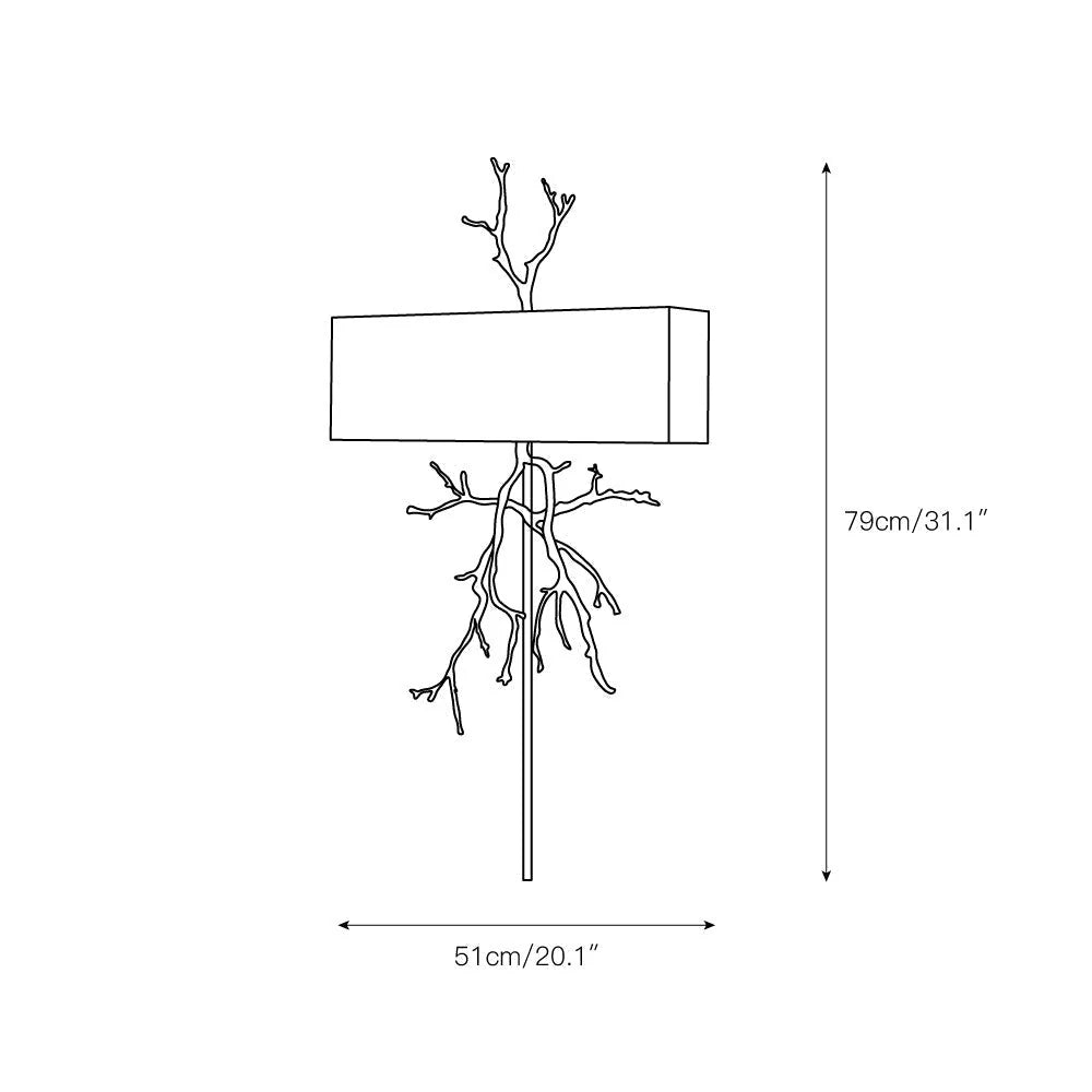 Wall Sconce | Brass Twig Design & Aluminum Shade | E12/E14 Socket