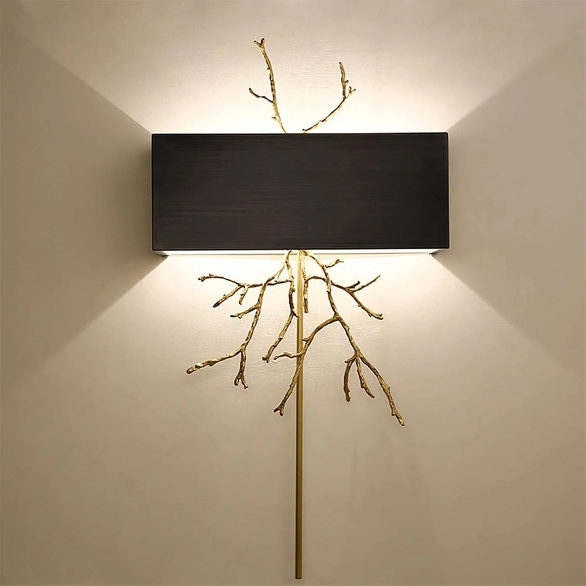 Wall Sconce | Brass Twig Design & Aluminum Shade | E12/E14 Socket