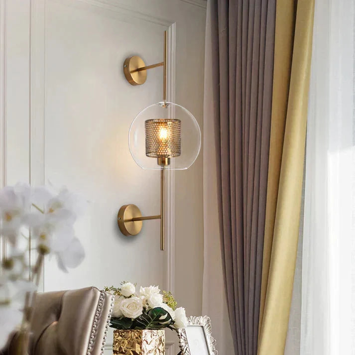 Wall Sconce | Clear Glass & Gold Finish, Integrated LED