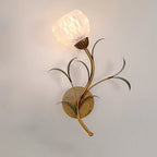 Wall Sconce | Cream Floral Glass Shade & Antique Brass Details