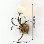 Wall Sconce | Cream Floral Glass Shade & Antique Brass Details