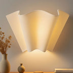Wall Sconce | Curved Scalloped Linen Shade & Metal Frame
