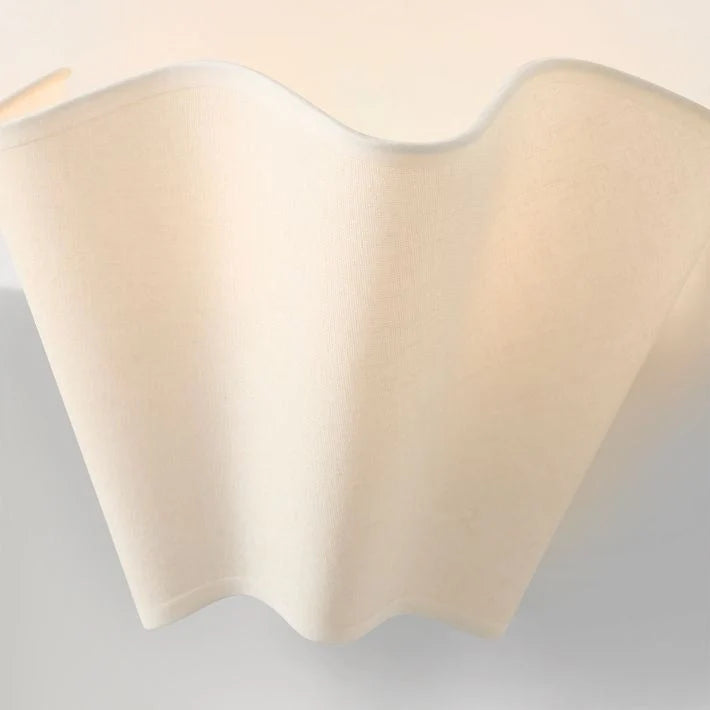 Wall Sconce | Curved Scalloped Linen Shade & Metal Frame