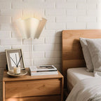 Wall Sconce | Curved Scalloped Linen Shade & Metal Frame