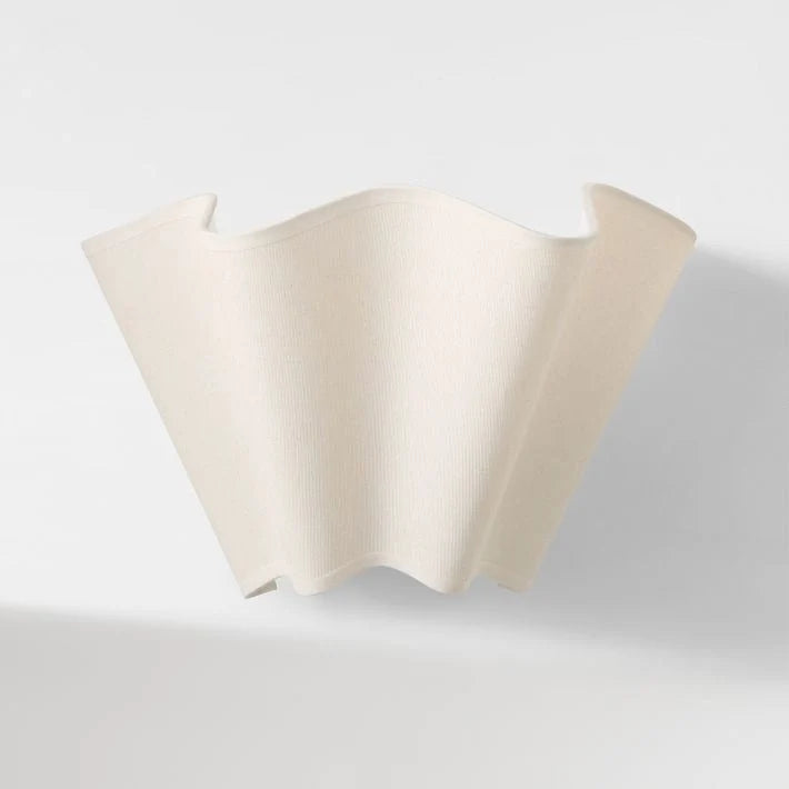 Wall Sconce | Curved Scalloped Linen Shade & Metal Frame
