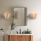 Wall Sconce | Curved Scalloped Linen Shade & Metal Frame