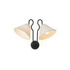Wall Sconce | Dual-Arm Metal & Fabric Shades | Indoor Use