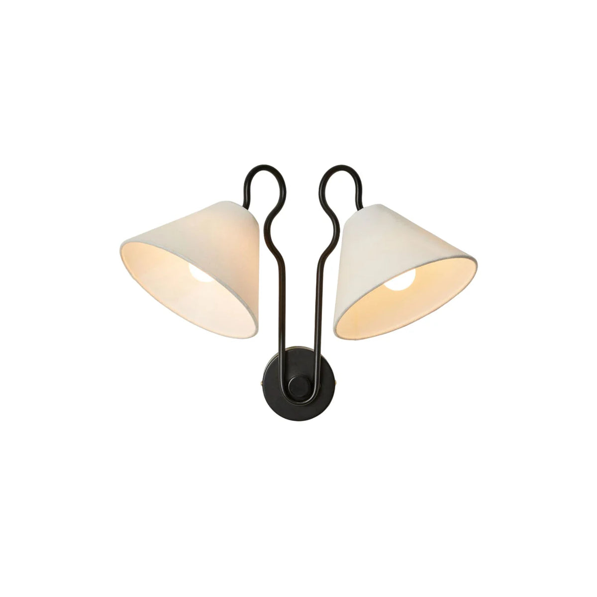 Wall Sconce | Dual-Arm Metal & Fabric Shades | Indoor Use