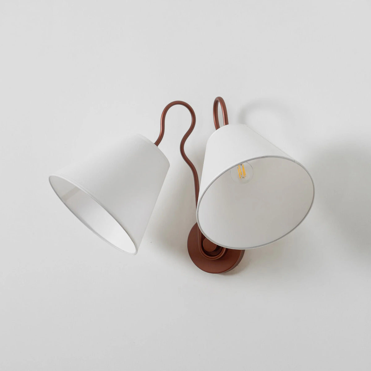 Wall Sconce | Dual-Arm Metal & Fabric Shades | Indoor Use