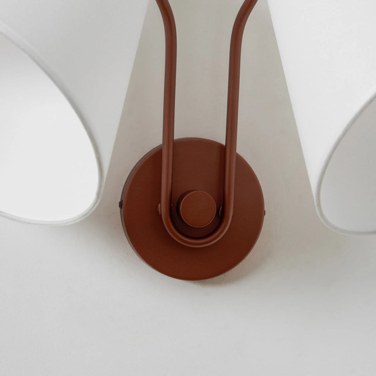 Wall Sconce | Dual-Arm Metal & Fabric Shades | Indoor Use