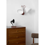 Wall Sconce | Dual-Arm Metal & Fabric Shades | Indoor Use