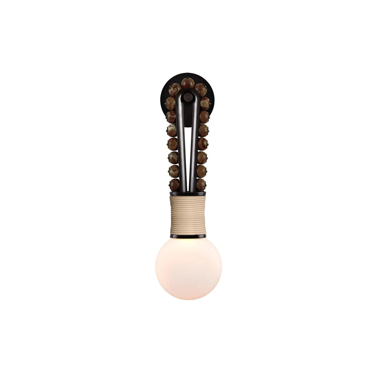 Wall Sconce | Glass Shade & Walnut Wood | 38 cm Height