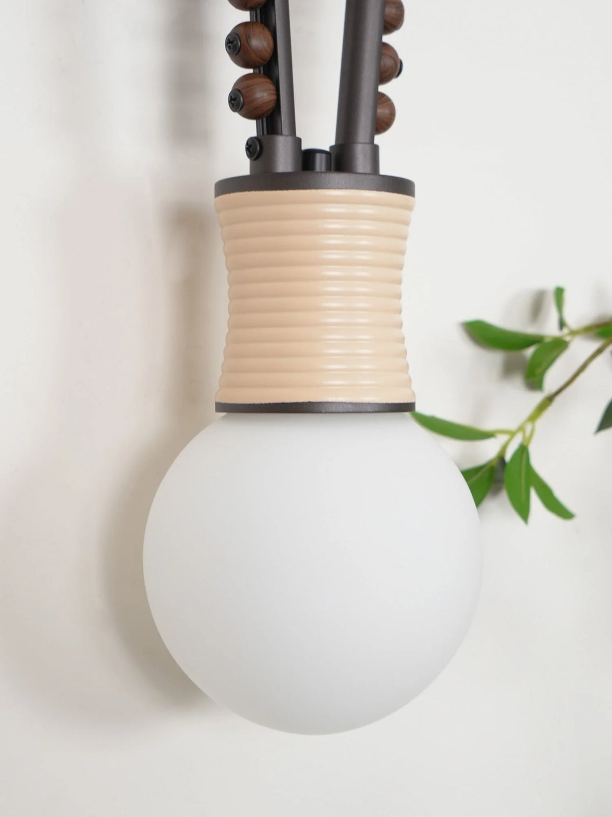 Wall Sconce | Glass Shade & Walnut Wood | 38 cm Height