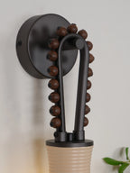 Wall Sconce | Glass Shade & Walnut Wood | 38 cm Height