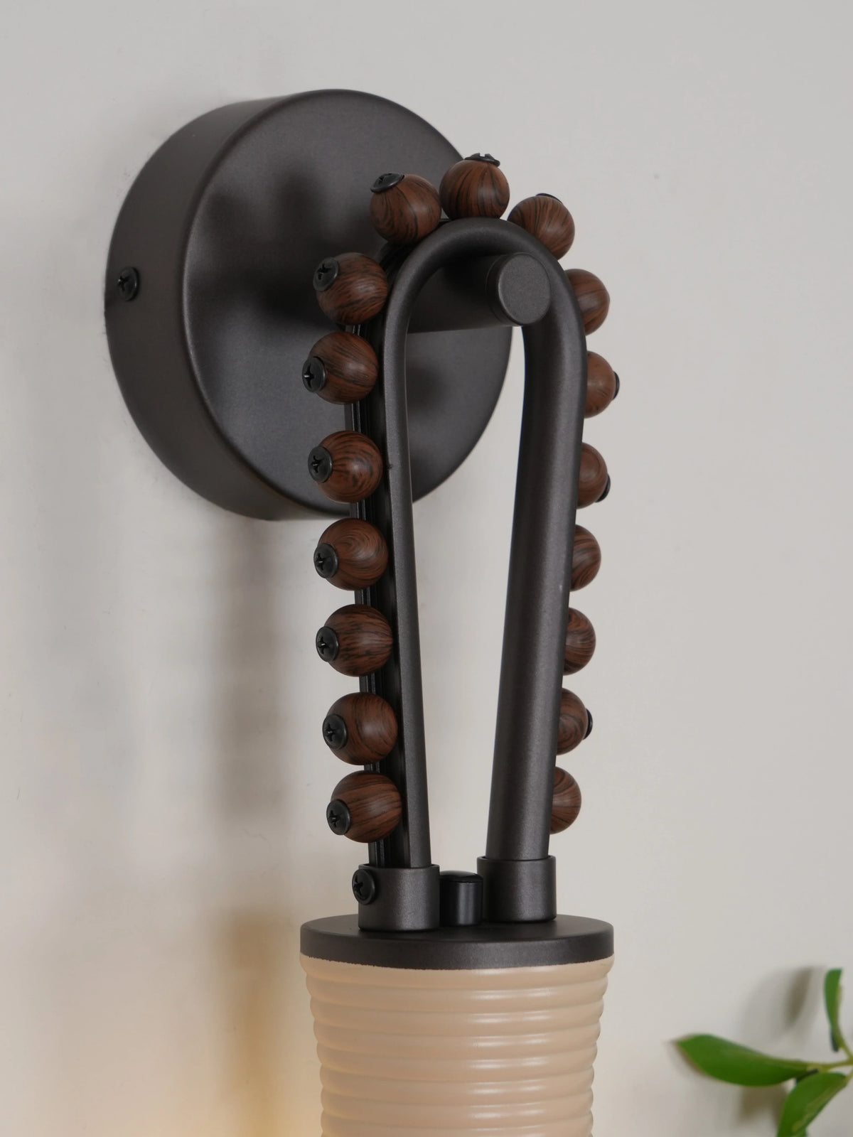 Wall Sconce | Glass Shade & Walnut Wood | 38 cm Height