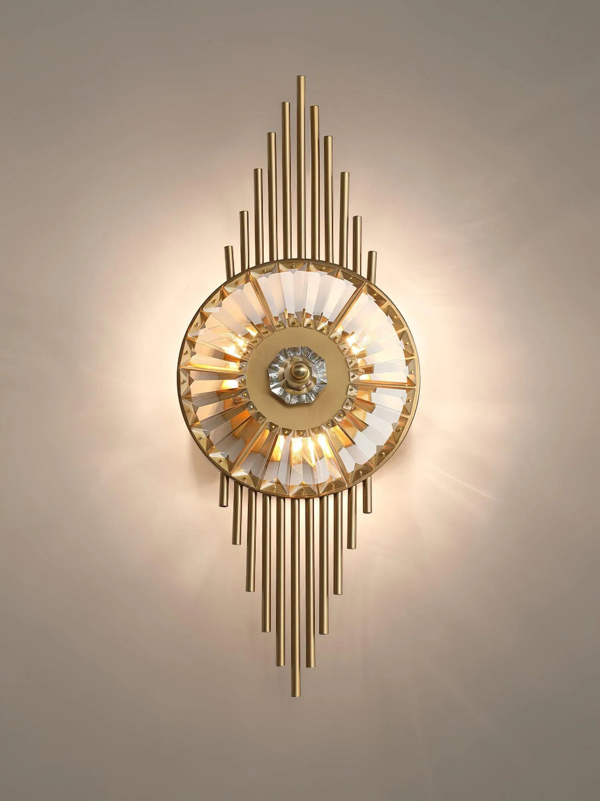 Wall Sconce | Gold-Finish Stainless Steel & Cut Crystal | Ø 25 cm x H 65 cm