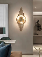 Wall Sconce | Gold-Finish Stainless Steel & Cut Crystal | Ø 25 cm x H 65 cm