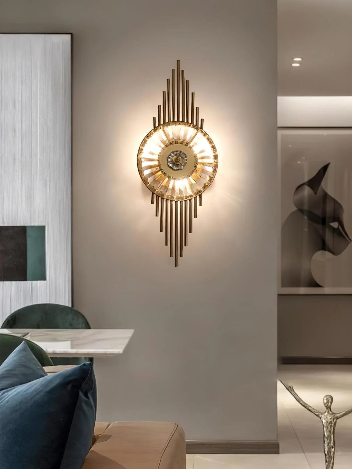 Wall Sconce | Gold-Finish Stainless Steel & Cut Crystal | Ø 25 cm x H 65 cm