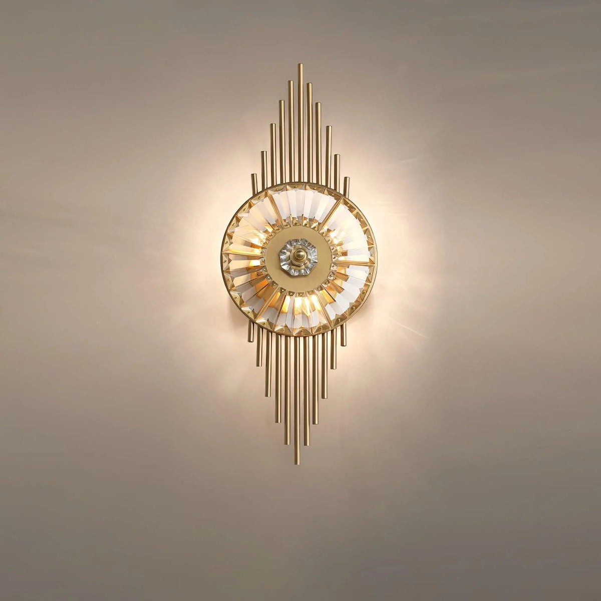 Wall Sconce | Gold-Finish Stainless Steel & Cut Crystal | Ø 25 cm x H 65 cm