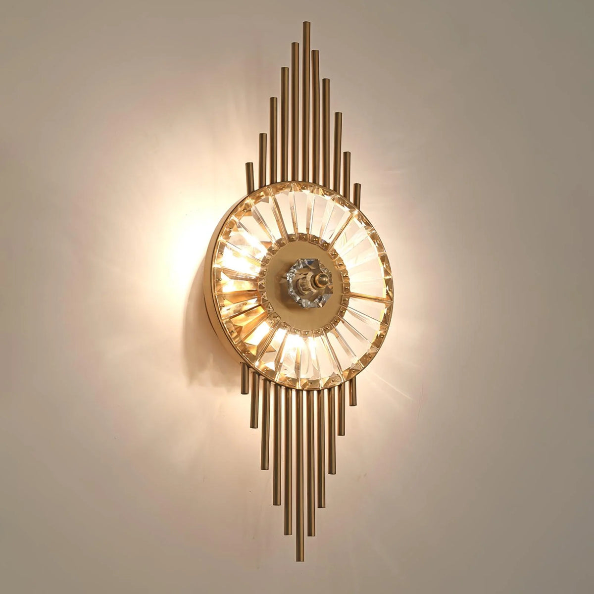 Wall Sconce | Gold-Finish Stainless Steel & Cut Crystal | Ø 25 cm x H 65 cm