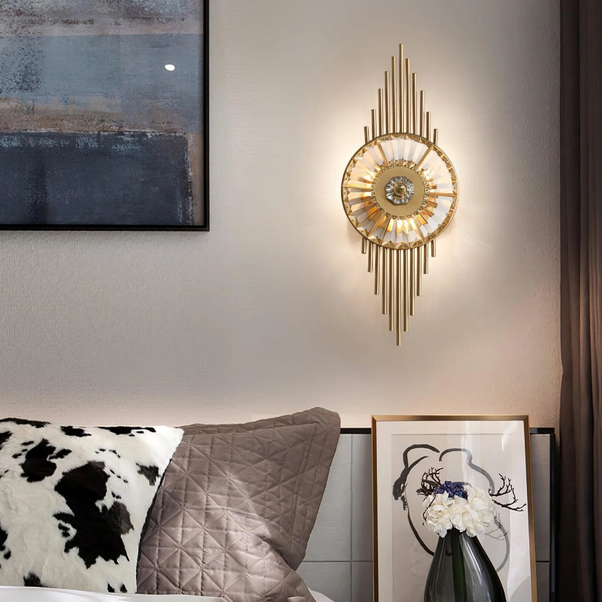Wall Sconce | Gold-Finish Stainless Steel & Cut Crystal | Ø 25 cm x H 65 cm