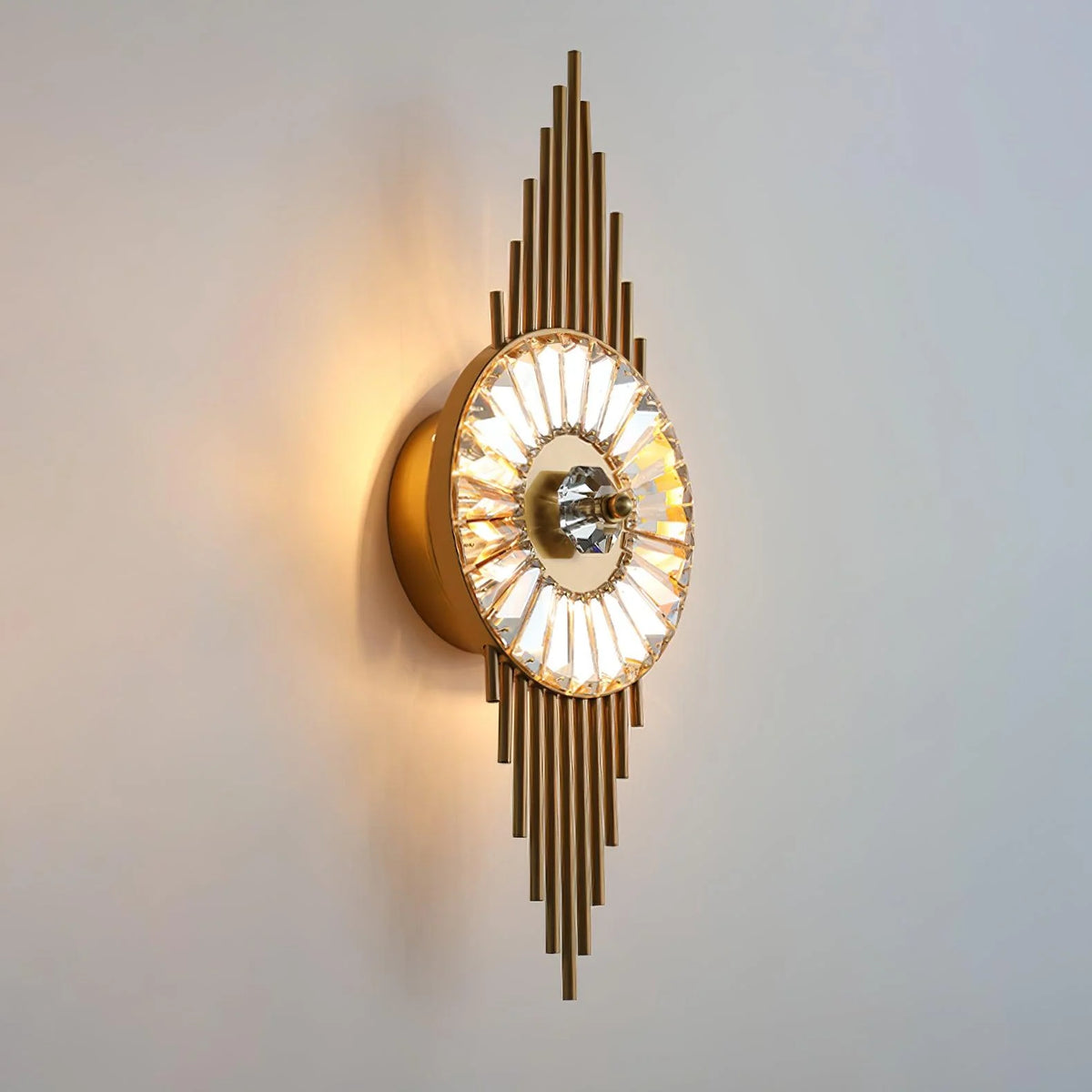 Wall Sconce | Gold-Finish Stainless Steel & Cut Crystal | Ø 25 cm x H 65 cm