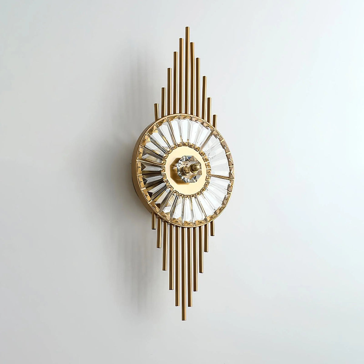 Wall Sconce | Gold-Finish Stainless Steel & Cut Crystal | Ø 25 cm x H 65 cm