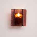Wall Sconce | Gold Finish & Wine-Red Glass | E14 Compatible