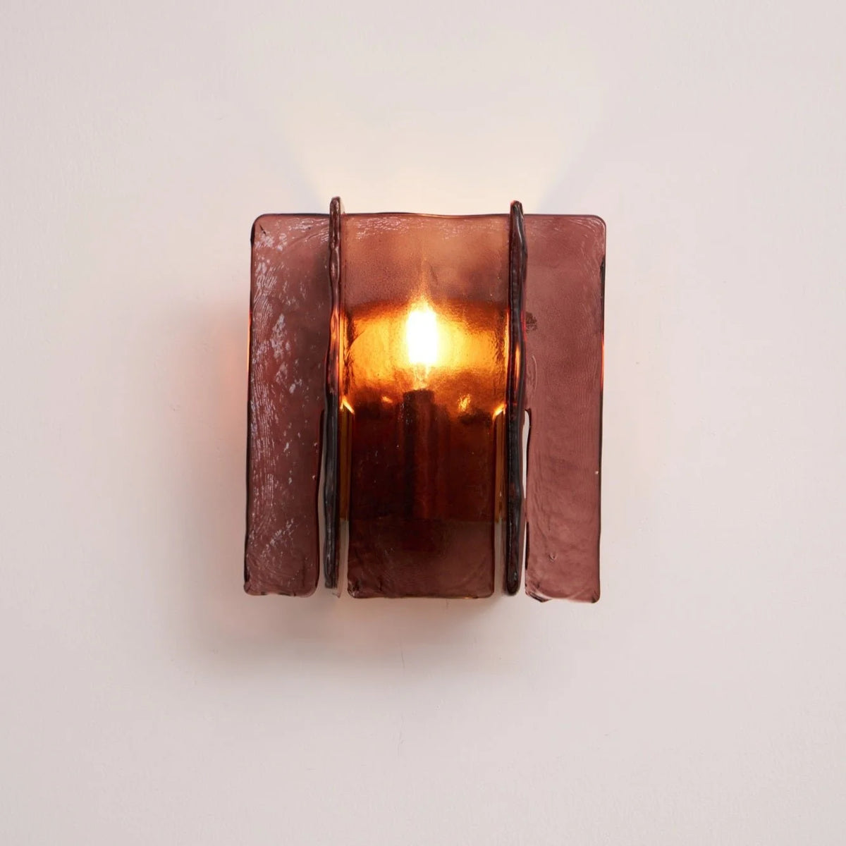 Wall Sconce | Gold Finish & Wine-Red Glass | E14 Compatible