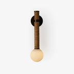 Wall Sconce | Leather Strap & White Glass | 49 cm Height