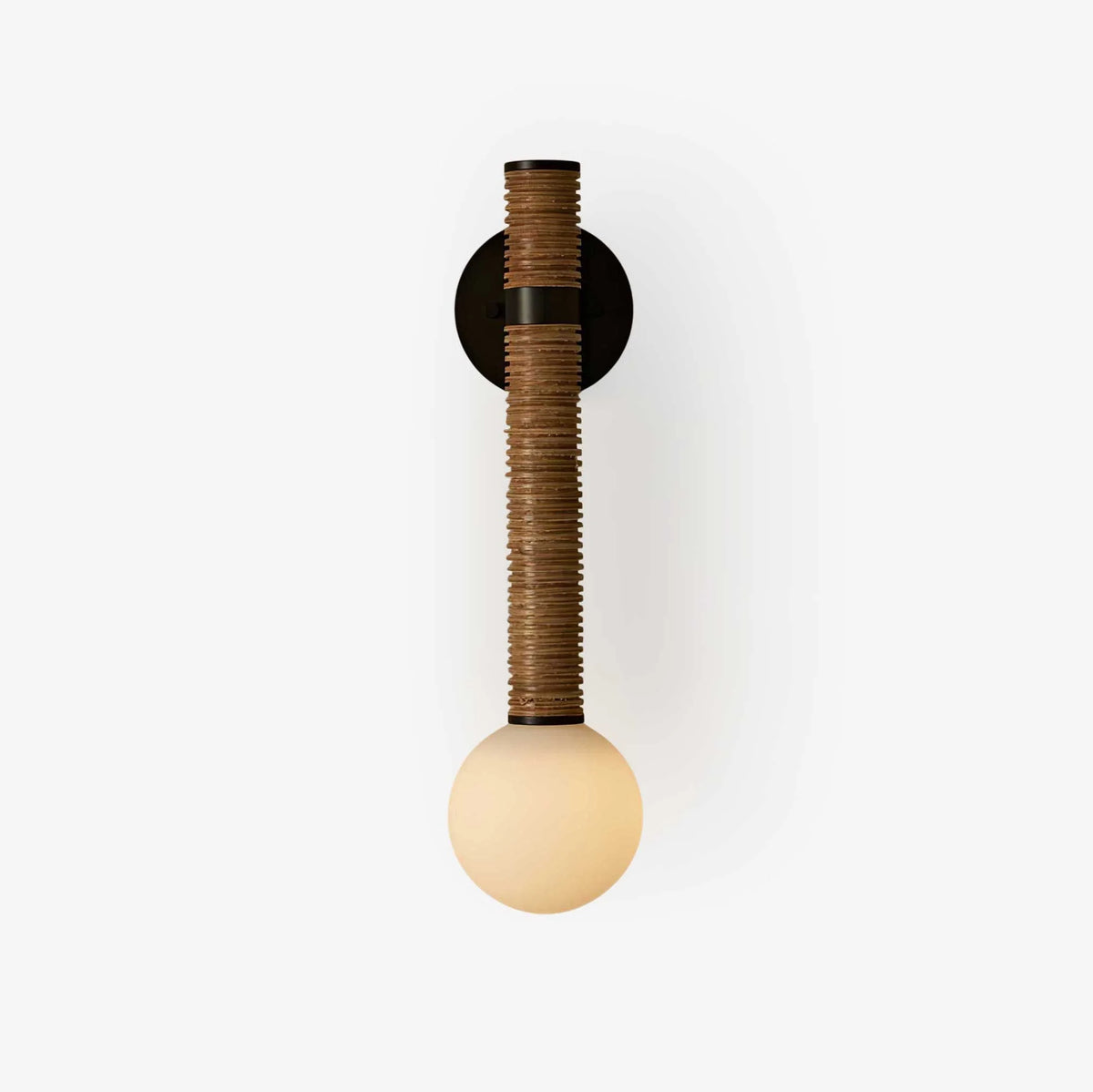 Wall Sconce | Leather Strap & White Glass | 49 cm Height