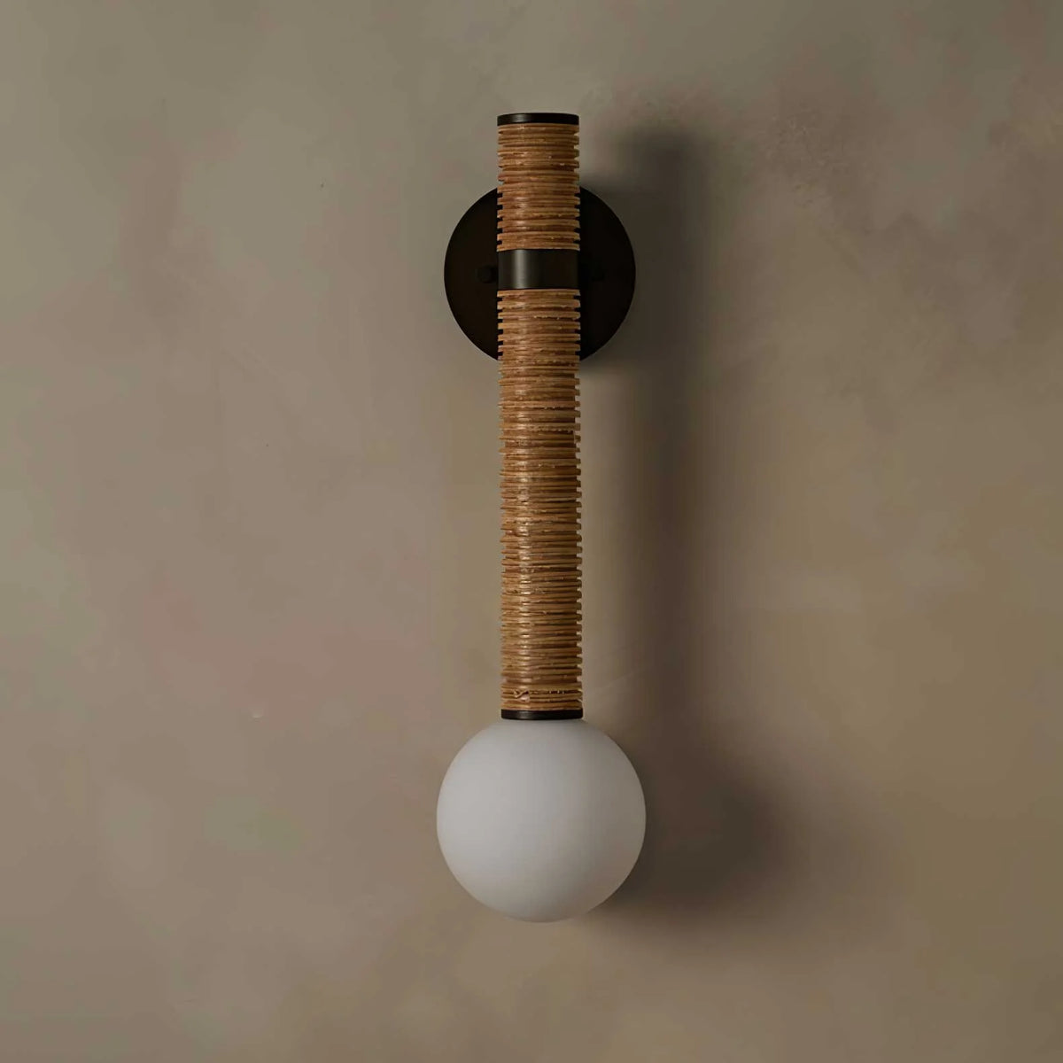 Wall Sconce | Leather Strap & White Glass | 49 cm Height