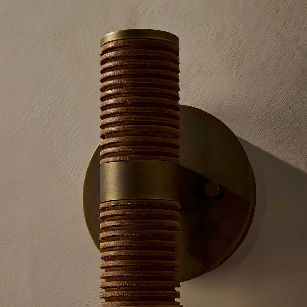 Wall Sconce | Leather Strap & White Glass | 49 cm Height