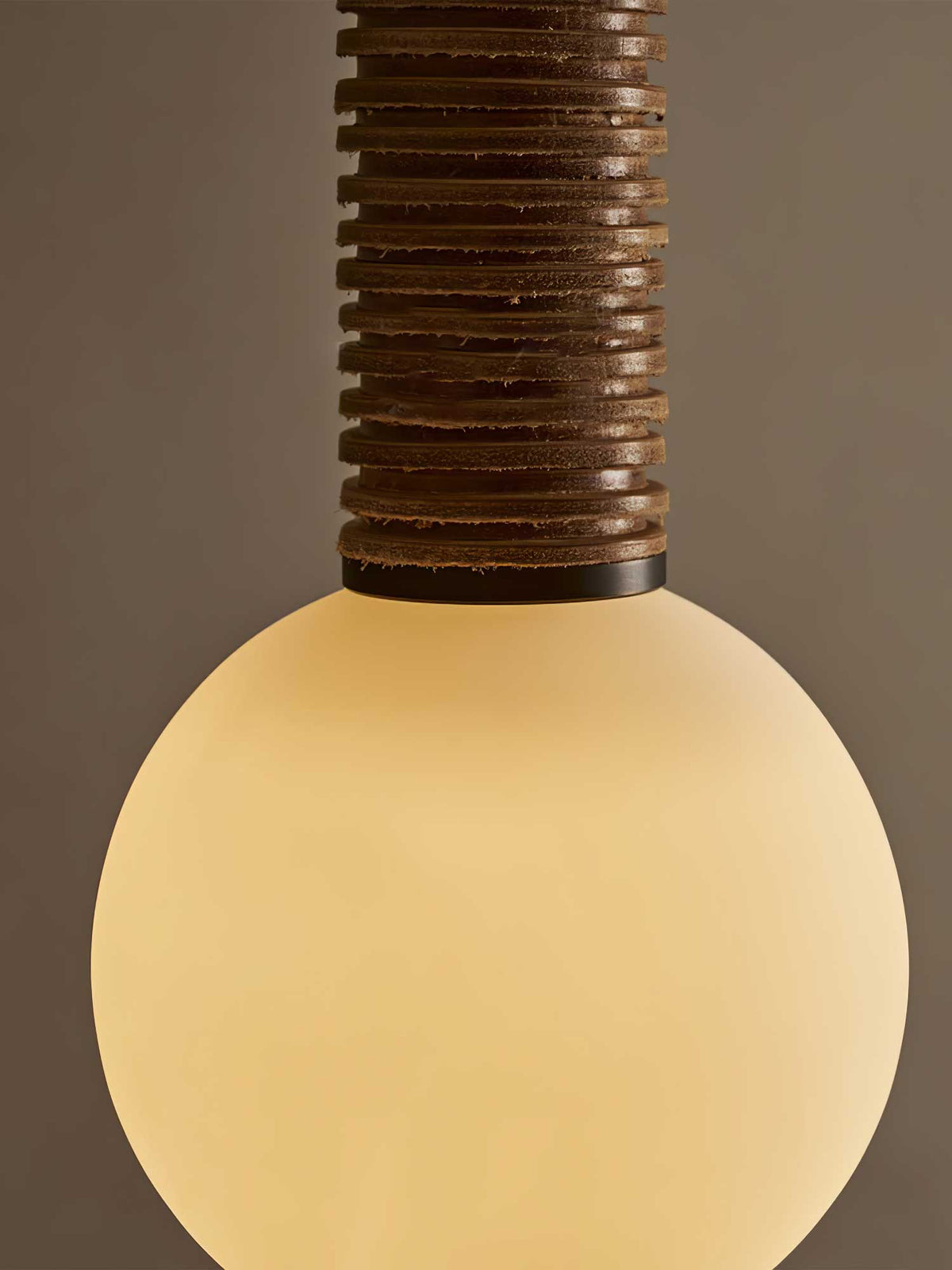 Wall Sconce | Leather Strap & White Glass | 49 cm Height
