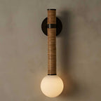 Wall Sconce | Leather Strap & White Glass | 49 cm Height