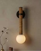 Wall Sconce | Leather Strap & White Glass | 49 cm Height