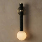 Wall Sconce | Leather Strap & White Glass | 49 cm Height