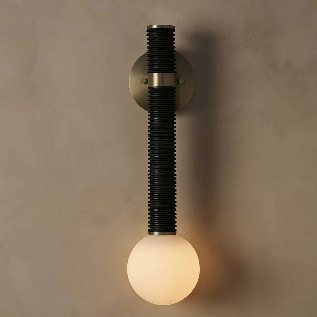 Wall Sconce | Leather Strap & White Glass | 49 cm Height