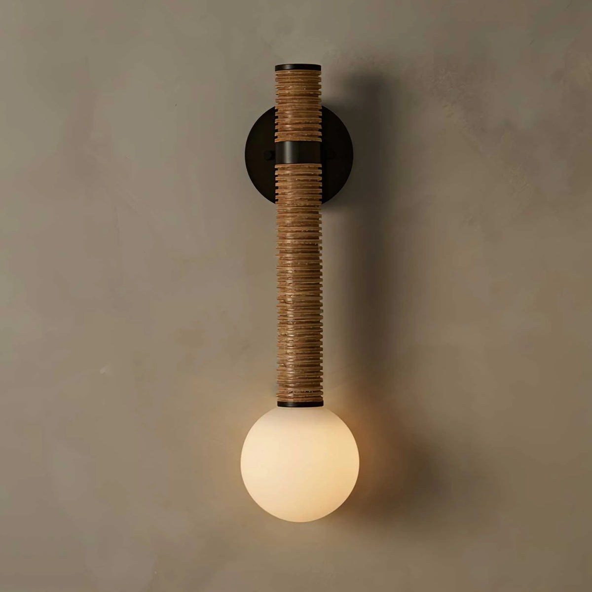 Wall Sconce | Leather Strap & White Glass | 49 cm Height