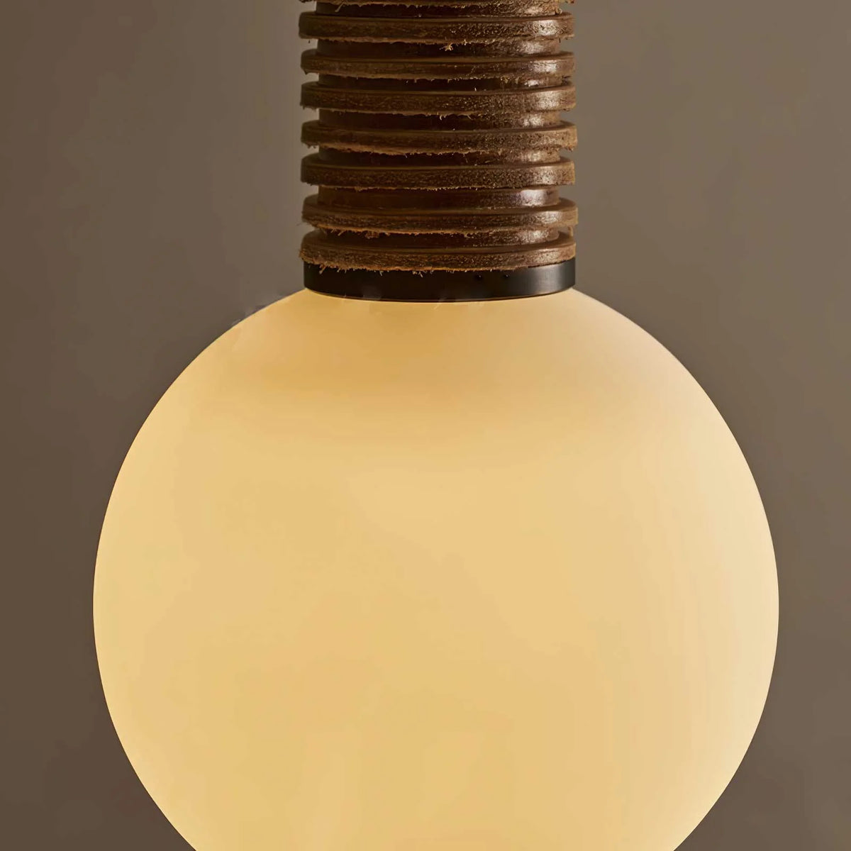 Wall Sconce | Leather Strap & White Glass | 49 cm Height