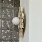 Wall Sconce | Marble Body & Glass Shade | G9 Lamp Holder