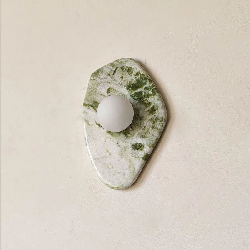 Wall Sconce | Marble Body & Glass Shade | IP20 Moisture-Resistant