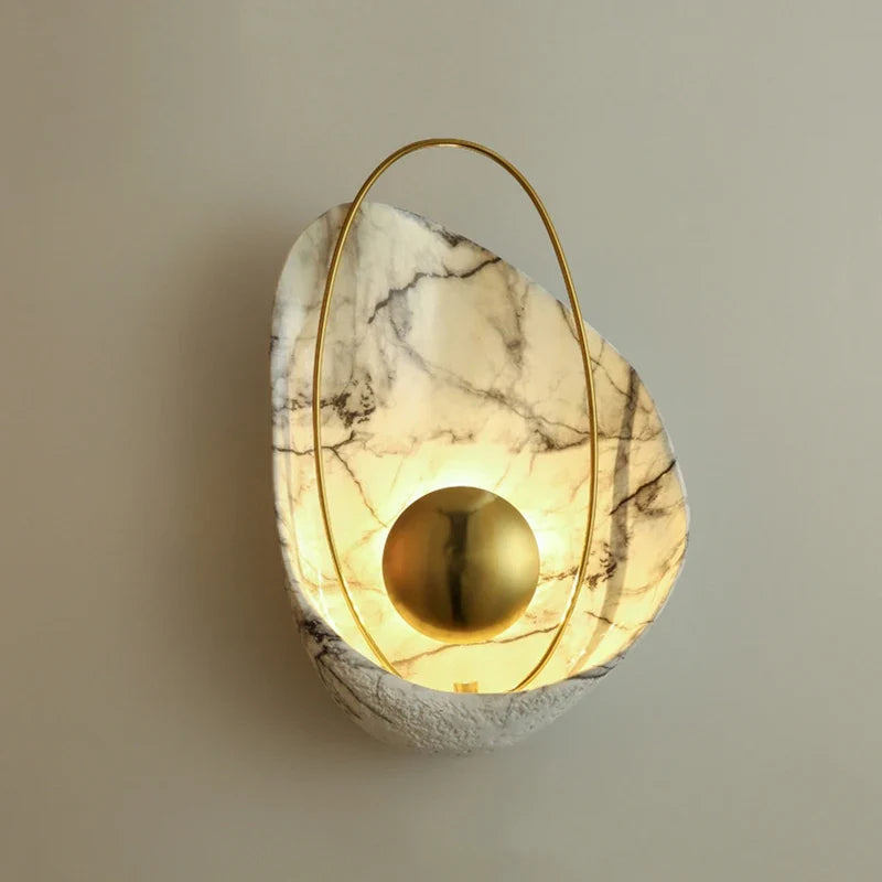 Wall Sconce | Marble-Effect Resin & Warm LED