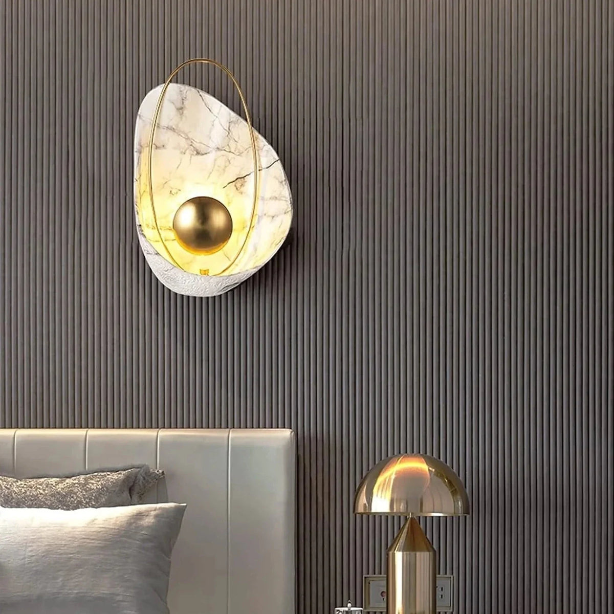 Wall Sconce | Marble-Effect Resin & Warm LED