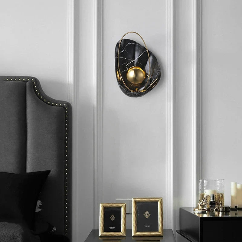 Wall Sconce | Marble-Effect Resin & Warm LED