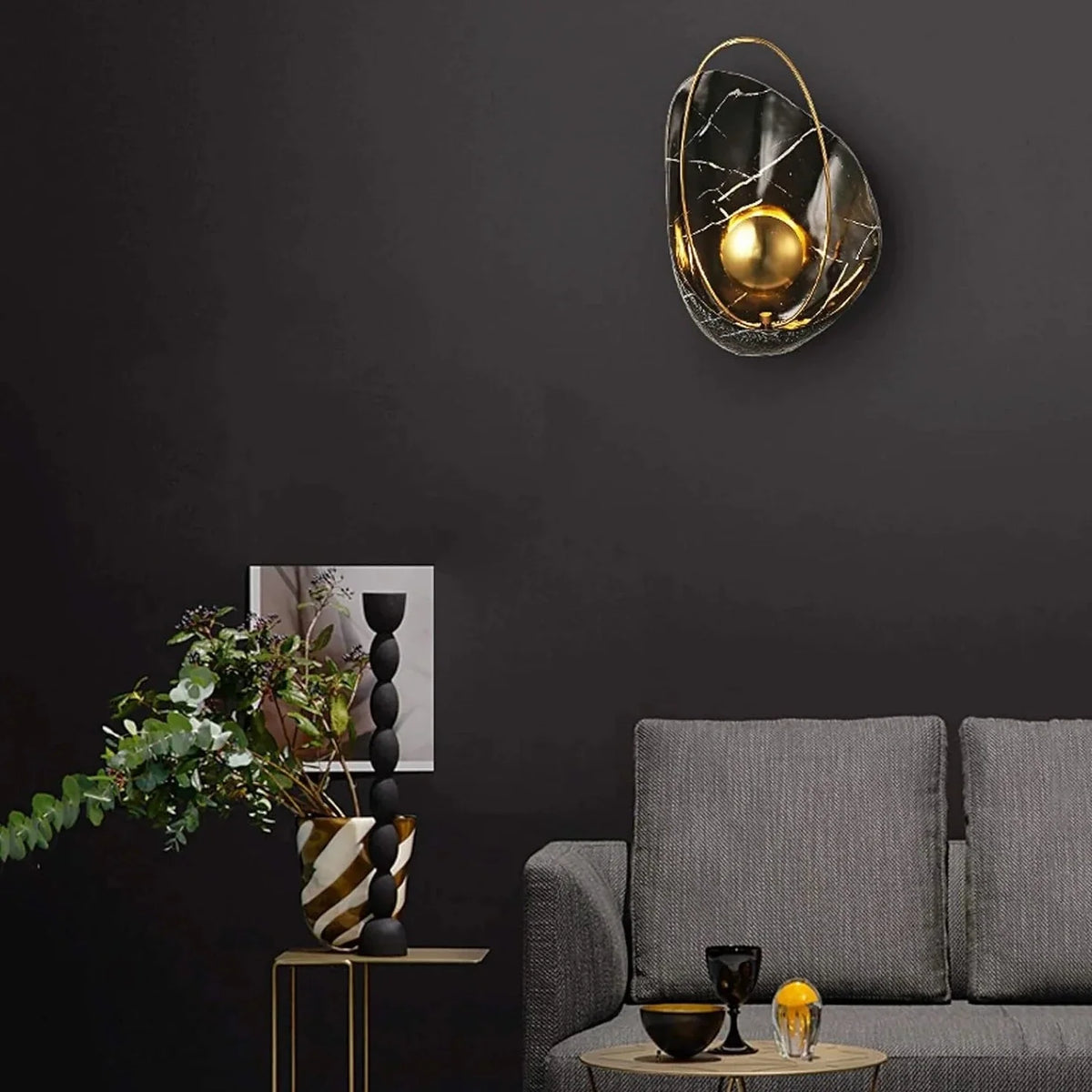 Wall Sconce | Marble-Effect Resin & Warm LED