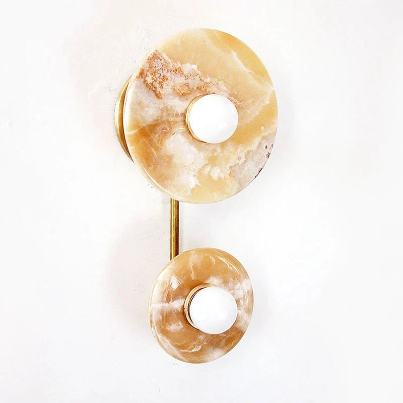 Wall Sconce | Marble Or Jade Shade & Gold Metal Body | 37 cm Height