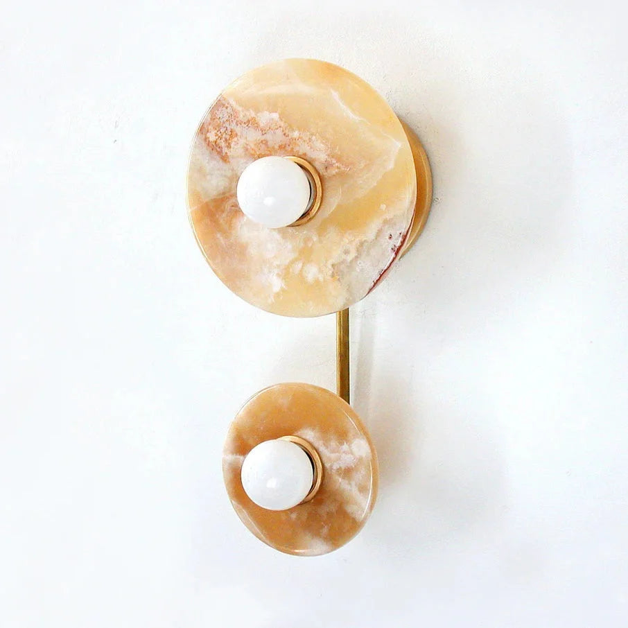 Wall Sconce | Marble Or Jade Shade & Gold Metal Body | 37 cm Height