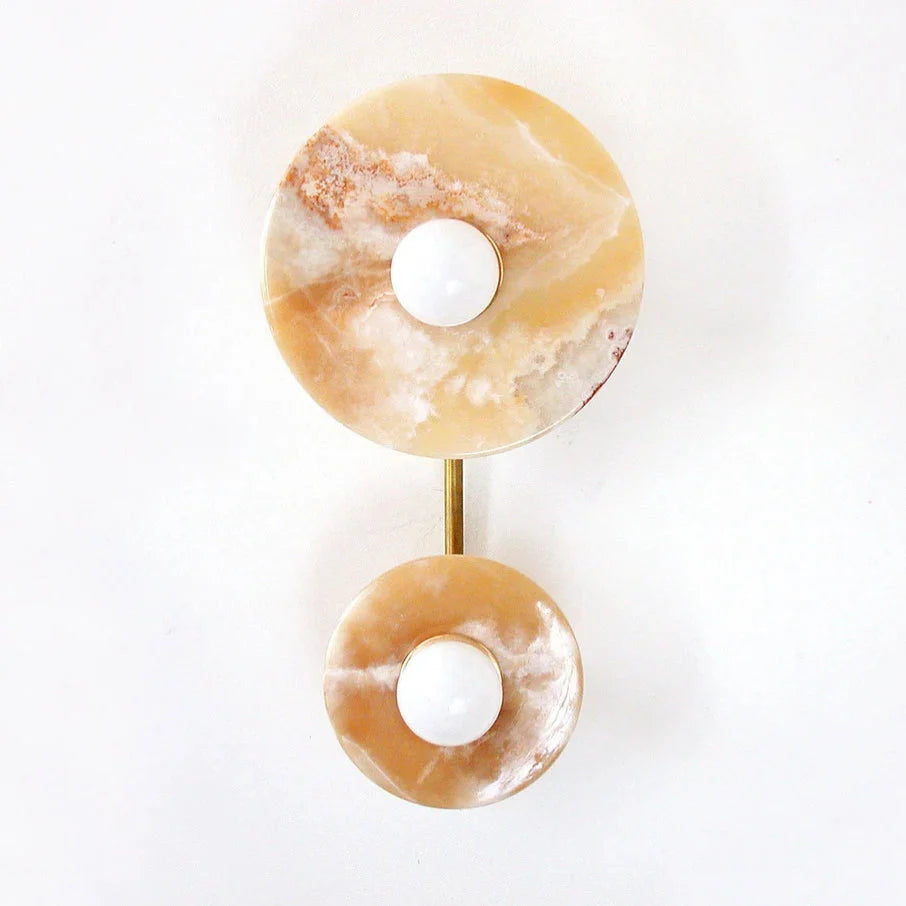 Wall Sconce | Marble Or Jade Shade & Gold Metal Body | 37 cm Height
